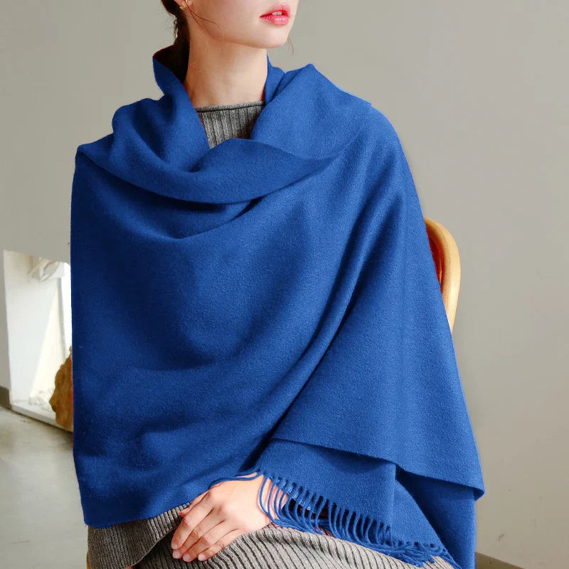 Luxury Wool Winter Scarf for Women - Elegant Solid Shawl and Poncho Wraps for Adults