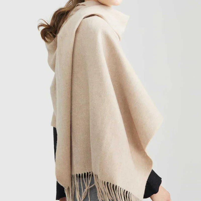 Luxury Wool Winter Scarf for Women - Elegant Solid Shawl and Poncho Wraps for Adults