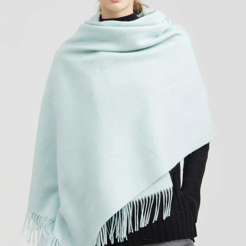 Luxury Wool Winter Scarf for Women - Elegant Solid Shawl and Poncho Wraps for Adults